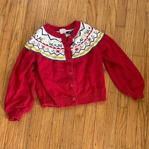 Hanna Andersson Red Fair Isle Knit Cardigan